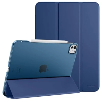 Abbildung von MoKo Hülle für iPad Pro 11 Zoll M4 2024 (5. Gen), Ultradünne Standhülle mit Transluzent Hart PC Rückseite 11&#039;&#039; (A2836/A2837/A3006), Unterstützt Apple Pencil Pro, Marineblau