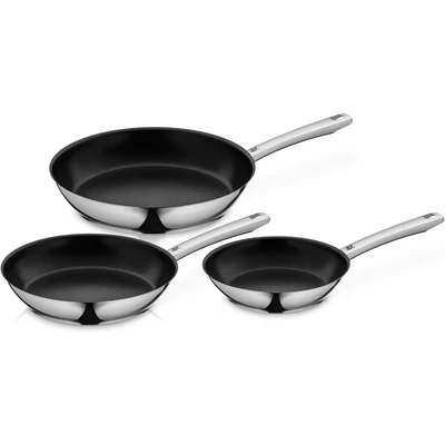Abbildung von WMF Pfannen-Set "Inspiration, Induktion, Antihaftversiegelung" Cromargan Edelstahl Rostfrei 18/10 Set, 3x Pfannen Ø 20/24/28 cm, 3 Stk. tlg. TransTherm-Allherdboden spart Energie, alle Herdarten