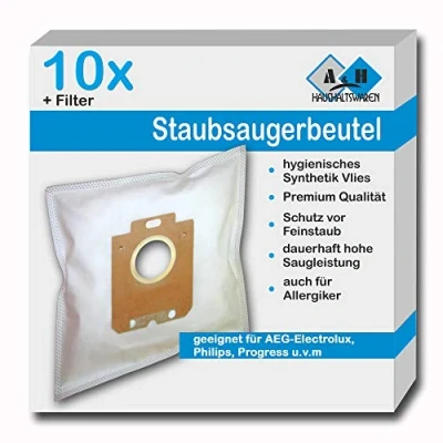 Abbildung von 10 Staubsaugerbeutel geeignet für AEG Equipt AEQ 20+, 20, 25+, 25