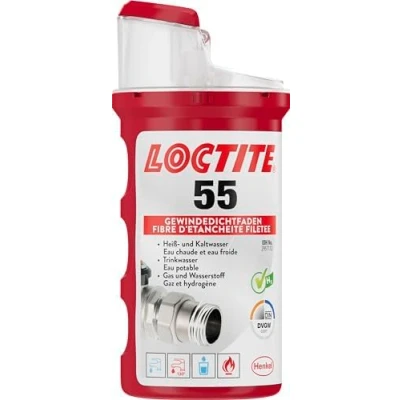 Abbildung von LOCTITE 55, Gewindedichtfaden für schnelle Dichtung, Gewindedichtung Rohrgewinde und Anschlussstücke, Gewinde aus Metall Kunststoff, 1x160m