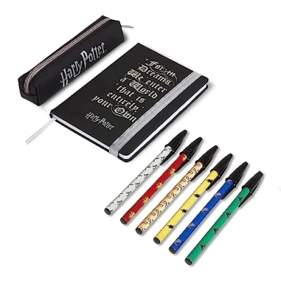 Abbildung von Harry Potter Geschenke, Notizbuch A5 Magic Diary für Jungen, Mädchen und Erwachsene, Schreibwaren Set Mäppchen Stifte, Merch, Schwarz