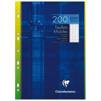 Abbildung von Clairefontaine 1752C Ringbucheinlagen Packung (mit 100 Blatt DIN A4, 21 x 29,7 cm, kariert, 90g, ideal für die Schule) weiß