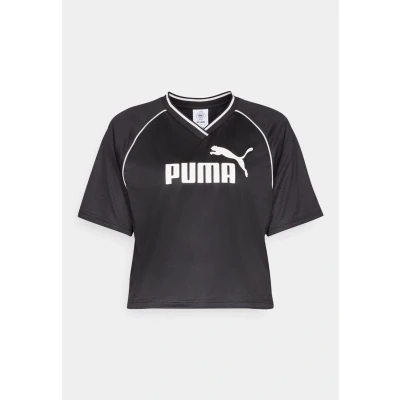 Abbildung von Puma Relaxed Cropped Football Tshirt print, Damen, Größe: Small, Black