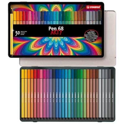 Abbildung von Premium Filzstift STABILO Pen 68 ARTY 30er Metalletui mit 30 verschiedenen Farben