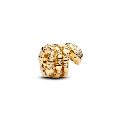 Abbildung von PANDORA Moments Zusammengerollte Schlange Charm aus Sterling Silber mit vergoldeter Metalllegierung und Zirkonia, Kompatibel Armbänder, 763618C01