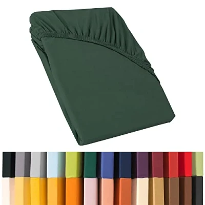 Abbildung von CelinaTex Relax Boxspringbett Wasserbett Spannbettlaken 140x200 160x220 cm tannen grün Jersey Mako Baumwolle 160g/qm Laken