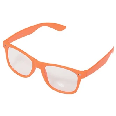 Abbildung von Miobo Sonnenbrillen Party Brillen 1980 style Retro Atzen Nerdbrille Hornbrille Sonnenbrille oder Klarglas Schwarz (Orange Klarglas)