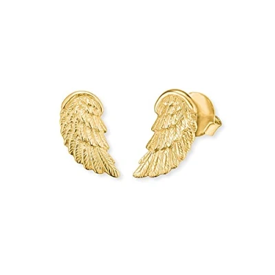 Abbildung von Herzengel Mädchen Kinder Ohrstecker Ohrringe aus vergoldetem Sterling Silber mit Flügel Symbol in Gold Steckverschluss nickelfrei