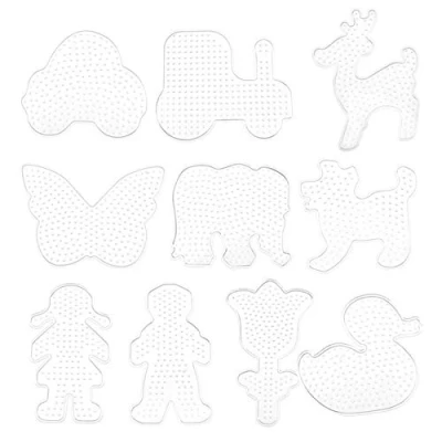 Abbildung von YINETTECH 10 Stücke Bügelperlen Stiftplatten Steckplatten Perlen Transparent Pegboards in vielen Formen