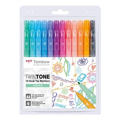 Abbildung von Tombow WS PK 12P 2 Twintone Marker Set 12 Pack, Dual Tip, Pastel, bunt