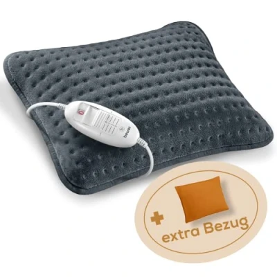 Abbildung von Beurer HK 48 Cosy Sofa Heizkissen mit Schnellheizung, 3 beleuchtete Temperaturstufen und Abschaltautomatik, extra weiches Wendekissen, zusätzlichem Filz Bezug, Orange