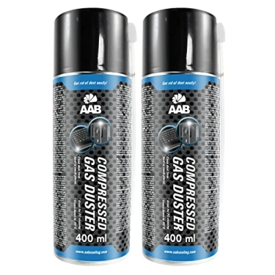 Abbildung von AAB Druckluft Reiniger 2 x 400ml, Reinigungspray, aus der Dose, Reinigung von Tastatur, PC, Keyboard, Bildschirmen, Spielekonsolen, Kopierer, Air Duster, Luft druck, PC