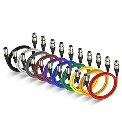 Abbildung von NUOSIYA XLR Kabel 1m 10 Farben Mikrofon Splitterkabel Adapter, 3 Pin Stecker auf Buchse Mikrofonkabel für Mikrofon, Verstärker, Mischpult, Lautsprecher