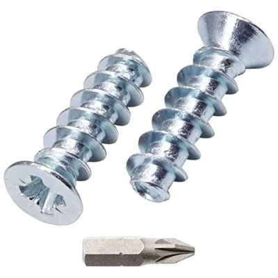 Abbildung von SKIR&#039;CO (100 Stück) Verzinkte Euroschrauben 5,0 x 16 mm, Schrauben für Schubladenführungen, flacher Senkkopf, Scharnierschrauben