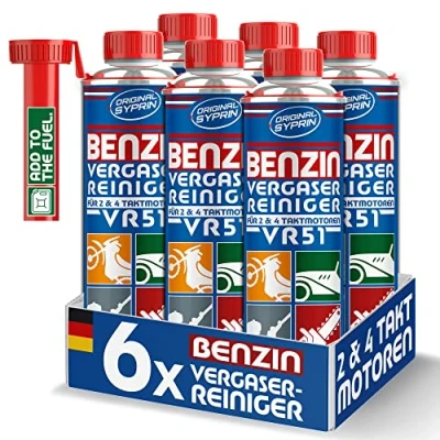 Abbildung von SYPRIN Original Vergaserreiniger VR51 für 2 Takt 4 Benzin Motoren schnell &amp; einfach geeignet Motorrad, Gartengeräte KFZ Additiv zur Vergaserreinigung 6X