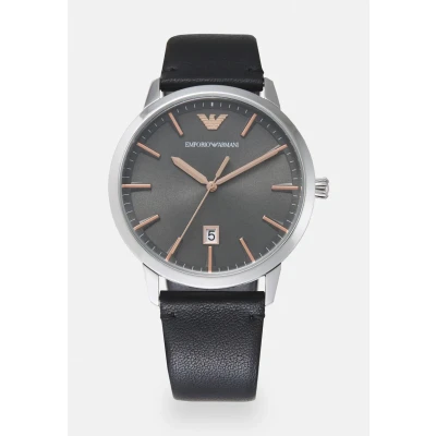 Abbildung von Emporio Armani Uhr für Herren, DreizeigerDatumswerk, 43mm Silbernes Edelstahlgehäuse mit Lederarmband, AR11277, Braun