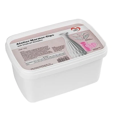 Abbildung von Ideen mit Herz Atelier Marmor Gips zum kreativen Gestalten, 1,5kg Kreativgips Anmischen Wasser Basteln, DIY, Home Deko