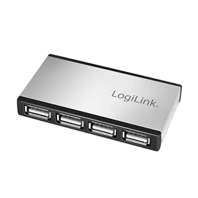 Abbildung von LogiLink 4 Port USB 2.0 Hub mit Aluminiumgehäuse und inkl. Netzteil
