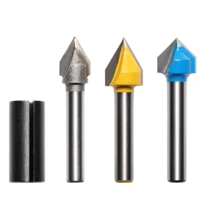 Abbildung von Genmitsu 1/4 Zoll V Nut Fräser Set, 60/90 Grad CNC Fräser, 3D förmiges Fräsen, Holzschneider, Messer, Gravur VG03A