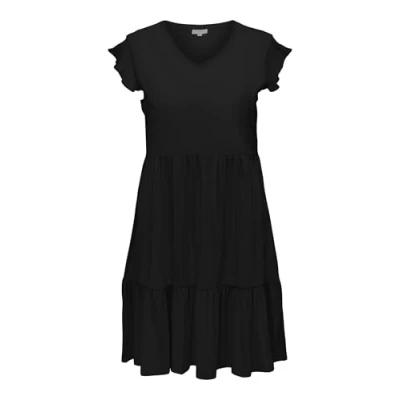 Abbildung von ONLY CARMAKOMA Damen CARMAY Life Cap SL Frill Dress JRS NOOS Midikleid, Black, X Large