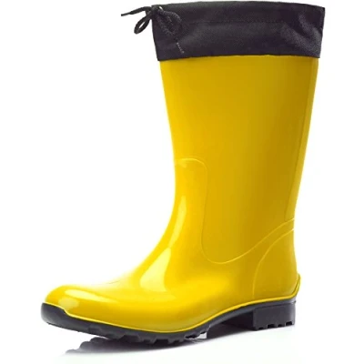 Abbildung von Ladeheid Gummistiefel Damen mit Stulpe Wasserdicht Regenstiefel für Jede Jahreszeit LA 968(Gelb/Schwarz, 36 EU)