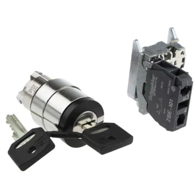 Abbildung von Schneider Electric XB4BG21 Schlüsselschalter, Harmony XB4, Metall, 22mm, schwarz, 2 Stellungen, rastend, Ronis 455, 1S