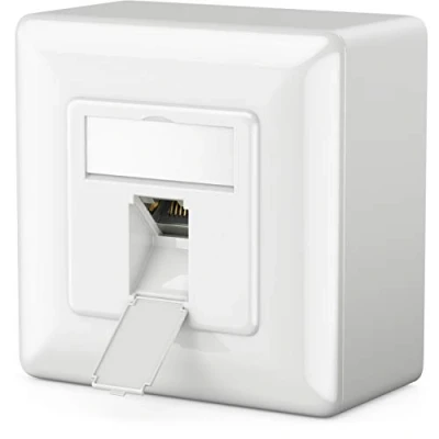 Abbildung von deleyCON 1x CAT6a Universal Netzwerkdose RJ45 Port Geschirmt Aufputz oder Unterputz 10 Gigabit Ethernet Netzwerk EIA/TIA 568A&amp;B Weiß
