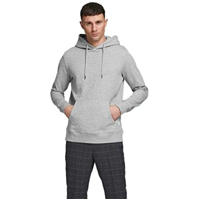 Abbildung von Jack &amp; Jones Jjebasic HOOD Kapuzenpullover, Herren, Größe: XS, Light grey melange