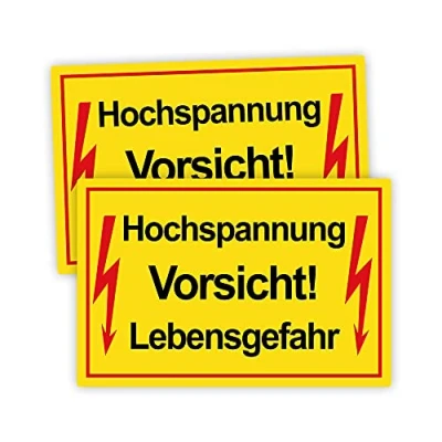 Abbildung von 2 Stück Vorsicht ! Hochspannung Lebensgefahr Schild 20 x 30 cm aus stabiler PVC Hartschaumplatte 3mm mit UV Schutz von STROBO