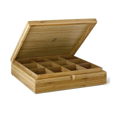 Abbildung von Bredemeijer große helle Holz Teebeutel Kiste mit 12 Fächer ohne Sichtfenster 30 cm lang