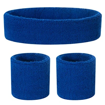 Abbildung von ONUPGO Kinder Schweißbänder Stirnband Armband Set Athletisches Baumwollschweißband für Sport (1 + 2 Armbänder)