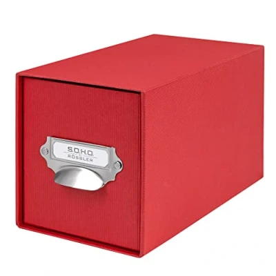 Abbildung von Rössler Papier 1327452360 S.O.H.O. Aufbewahrungs CD Schubladenbox, mit beschriftbarem Einsteckschild und Griff, Rot, 1 Stück