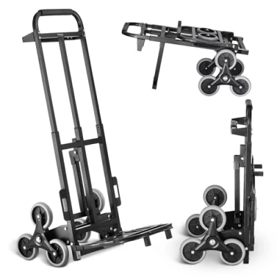 Abbildung von VEVOR Treppenkarre, Stapelkarre mit einer Tragkraft von 208 kg, Sackkarre Doppelgriff, 6 Rädern und 2 elastischen Seilen, Treppensteiger, Transportkarre für Zuhause, Büro, Einkaufen, Umzüge, Lager