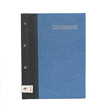 Abbildung von ROTH Zeugnismappe Bicolor mit Buchschrauben Grey Denim Blue 12 A4 Klarsichthüllen, erweiterbar