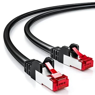 Abbildung von deleyCON 5m CAT6 Patchkabel S/FTP PIMF Schirmung CAT 6 RJ45 LAN DSL Netzwerkkabel Ethernetkabel Switch Router Modem Access Point Patchfelder Schwarz