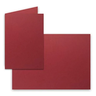 Abbildung von 50x Falt Karten DIN A6 in Dunkelrot Blanko Doppel 220 g/m²