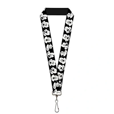 Abbildung von Buckle Down Unisex Erwachsene Schlüsselband 1.0 Mickey Mouse Expressions C/U schwarz/weiß Schlüsselanhänger, Mehrfarbig, Einheitsgröße