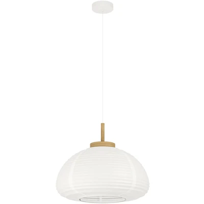 Abbildung von EGLO Hängeleuchte "Summerhill Hängelampe 1-fach, Japan-Stil, Metall, Holz und Papier, E27" E27 1 Stk. - H110 x Ø55 cm weiß, braun 1X40W exkl.