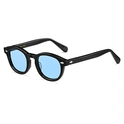 Abbildung von SHEEN KELLY Retro Hochauflösend ovale Sonnenbrille für Männer Frauen Piratenkapitän Johnny Depp Stil polarisierte Linse Acetat Material