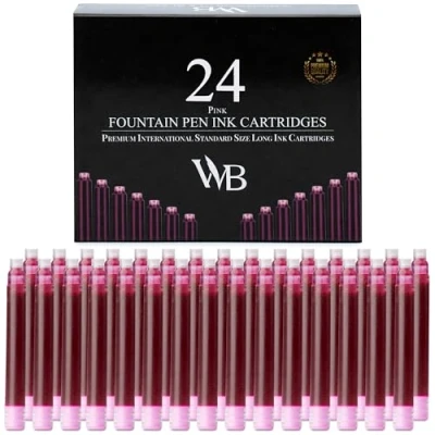 Abbildung von Wordsworth &amp; Black 24er pack Füllfederhalter Tintennachfüllungen 24 Rosa Tintenpatronen Internationale Standardgröße Länge Ca. 3,8 Cm Basisdurchmesser 0,6 Einwegartikel Und Generisch