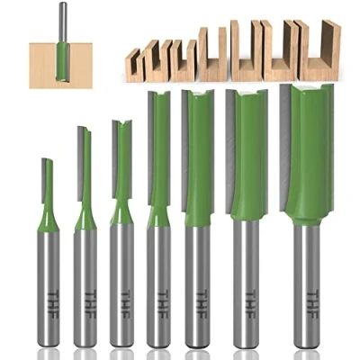 Abbildung von TXHF 7 Stück 6mm Schaft Gerade Fräser Set Holz Router Bit Oberfräser Nutfräser Holzfräser 3mm,4mm,5mm,6mm,8mm, 10mm,12mm
