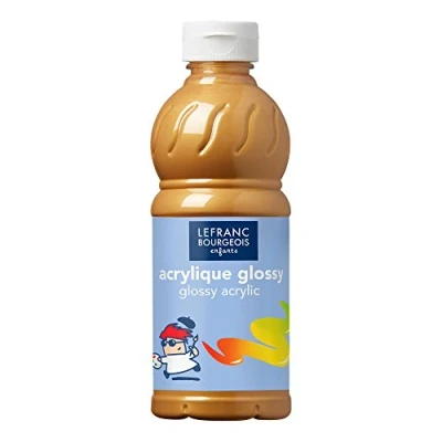 Abbildung von Lefranc Bourgeois 188368 Glossy Kinder Acrylfarbe, gebrauchsfertige flüssige glänzend und wasserfest, Ideal auf Papier, Karton, Holz, Gips, Metall, Plastik, 500ml Flasche Gold
