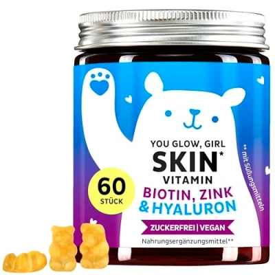 Abbildung von Bears with Benefits Hyaluron Gummibärchen Strahlende Haut mit 100mg hochdosierter Hyaluronsäure, Vitamin C, Zink, Biotin 60 Stück zuckerfreie Gummies