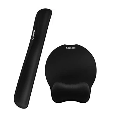 Abbildung von GIMARS Mauspad und Tastatur Handgelenkstütze Set, Handgelenkauflage für Maus mit Memory Schaum ergonomisch zur Entlastung des Handgelenks