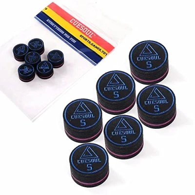 Abbildung von CUESOUL 6 Stück 9 Layer 14mm Pigskin Queue Spitzen für Billiard (Soft)