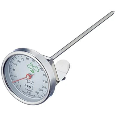 Abbildung von TFA Dostmann Analoges Fettthermometer, aus Edelstahl, praktischer Küchenhelfer, optimale Frittiertemperatur,L 51 x B 60 H 162 mm, Silber