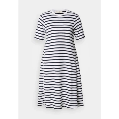 Abbildung von Marc O&#039;Polo Dress WIDE SEAM Round NECK Short Sleeve Striped Jerseykleid, Damen, Größe: XS, Multi/muted blue