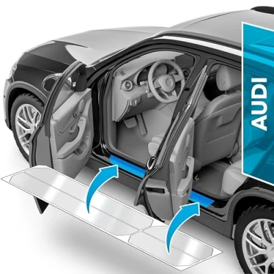 Abbildung von uProtect Auto Einstiegsleisten Schutz für Audi A3 Sportback 4 (IV) 8Y I 2020 2024 Schutzfolie Autotür Zubehör Zierleisten Lackschutzfolie Transparent