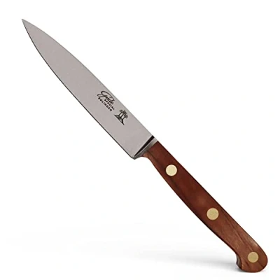 Abbildung von GÜDE Solingen Tradition Spickmesser geschmiedet, 10 cm, Pflaumenholz, K.GÜDE, Office Messer, Handmade Germany, Braun