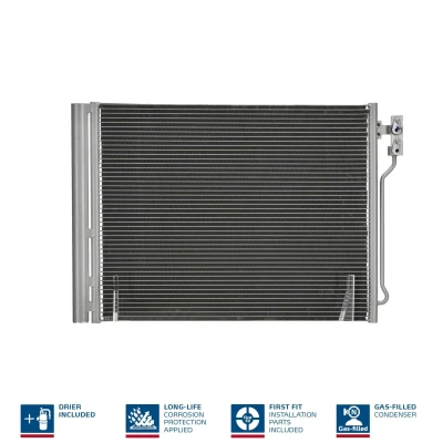 Abbildung von NISSENS 940370 Klimakondensator mit Trockner Aluminium 630 R 134a BMW: 5 Saloon, Touring